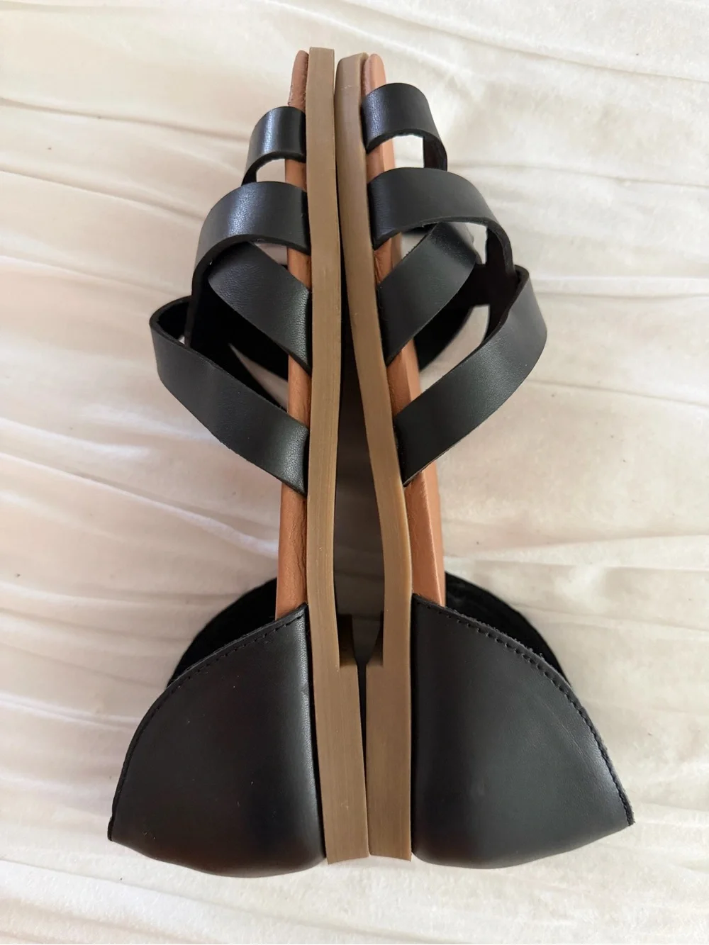Steve Madden Black Leather Strappy D’Orsay Flat Sandals Size 7